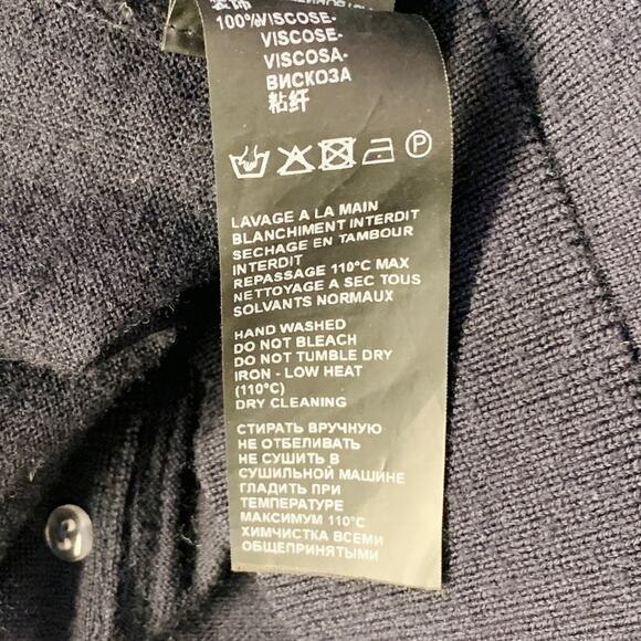 THE KOOPLES Size M Navy Black Merino Wool Skull Buttons V-Neck Cardigan - Picture 10 of 10